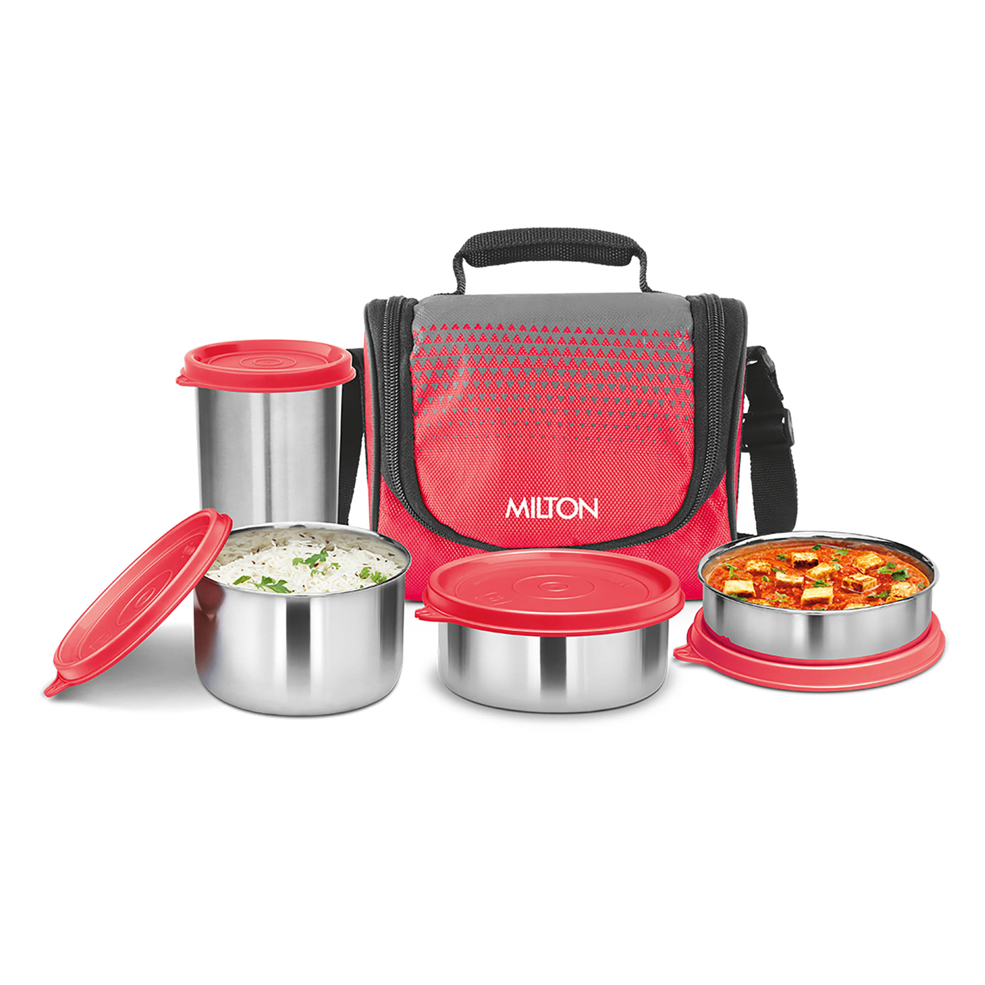     			Milton Tasty 3 Stainless Steel Combo Lunch Box with Tumbler, Red