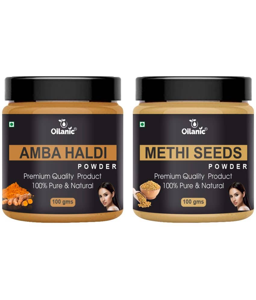 Oilanic 100% Pure Amba Haldi Powder & Methi Powder For Skincare Hair Mask 200 g Pack of 2