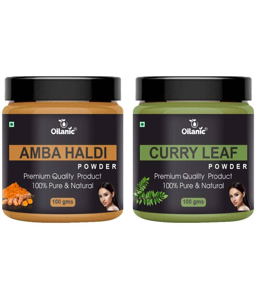 Oilanic 100% Pure Amba Haldi Powder & Curry Leaf Powder For Skin Hair Mask 200 g Pack of 2 Oilanic 100% Pure Amba Haldi Powder & Curry Leaf Powder For Skin Hair Mask 200 g Pack of 2
