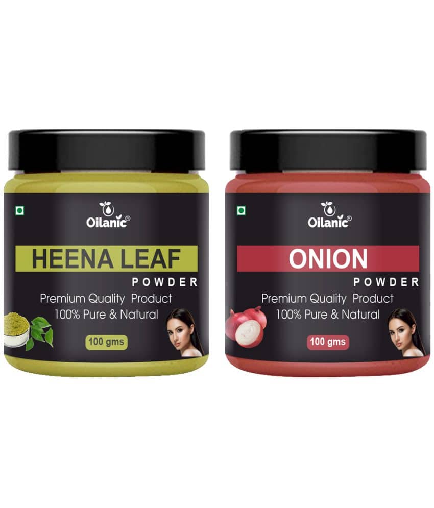 Oilanic 100% Pure Heena Leaf Powder & Onion Powder For Skincare Hair Mask 200 g Pack of 2