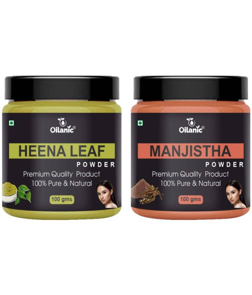 Oilanic 100% Pure Heena Leaf Powder & Manjistha Powder For Skin Hair Mask 200 g Pack of 2