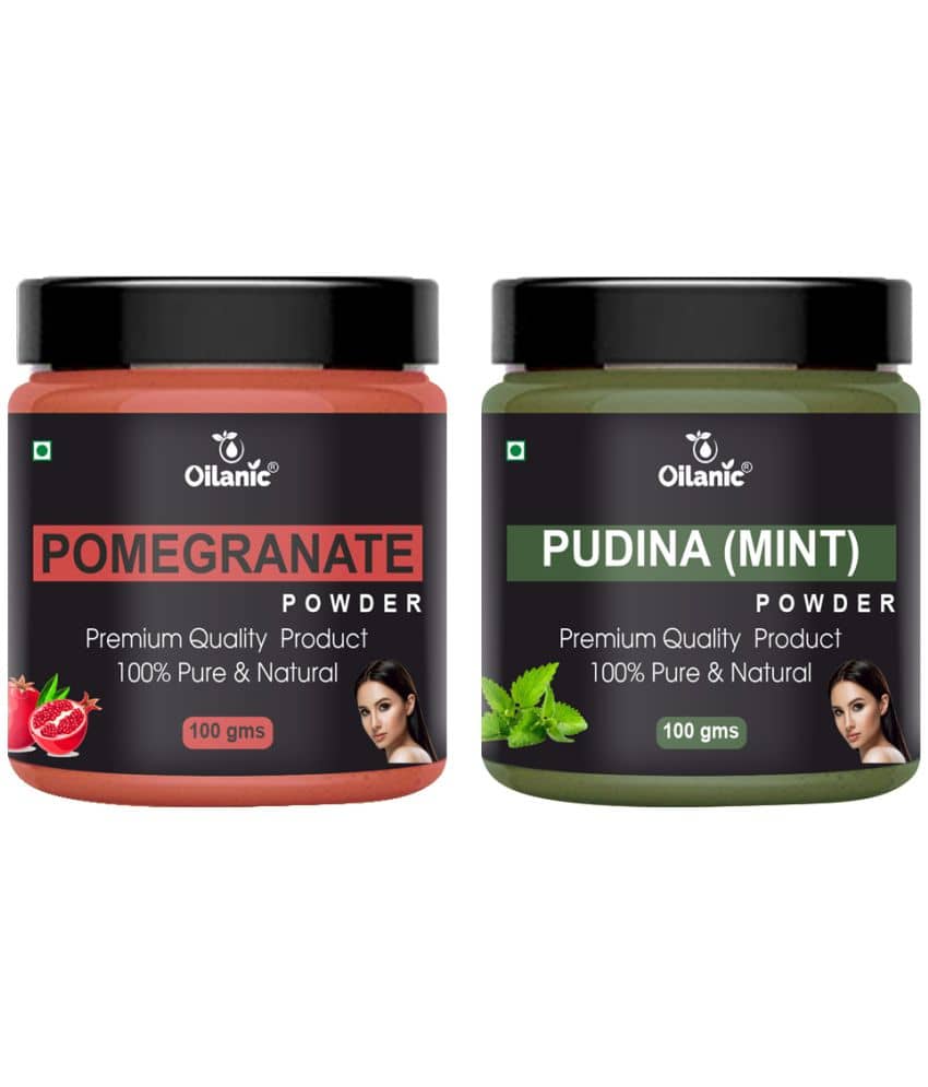 Oilanic 100% Pure Pomegranate Powder & Pudina Powder For Skincare Hair Mask 200 g Pack of 2