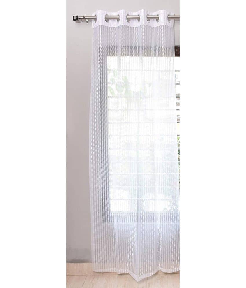 Panipat Textile Hub Others Semi-Transparent Eyelet Window Curtain 7 ft Single -White