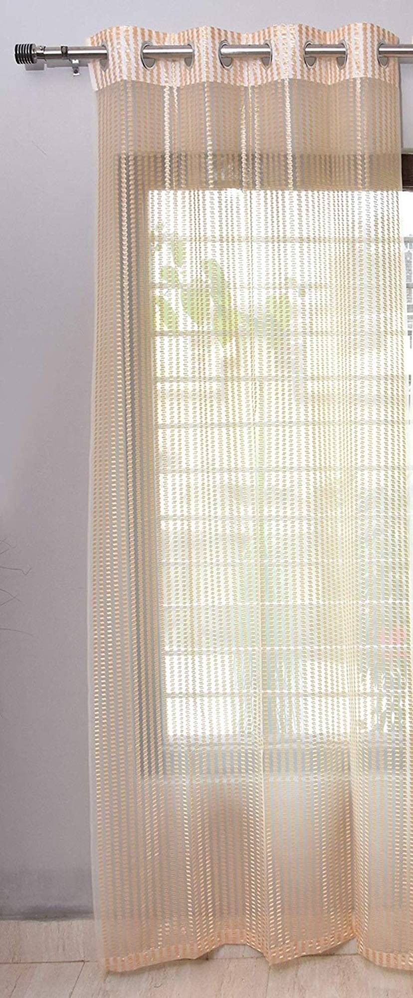 Tanishka Fabs Others Semi-Transparent Eyelet Window Curtain 5 ft Single -Cream Tanishka Fabs Others Semi-Transparent Eyelet Window Curtain 5 ft Single -Cream