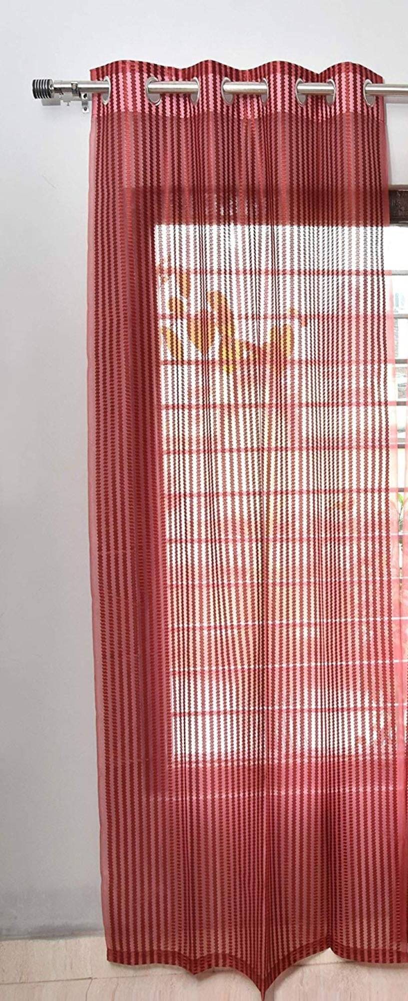 Tanishka Fabs Others Semi-Transparent Eyelet Window Curtain 5 ft Single -Maroon Tanishka Fabs Others Semi-Transparent Eyelet Window Curtain 5 ft Single -Maroon