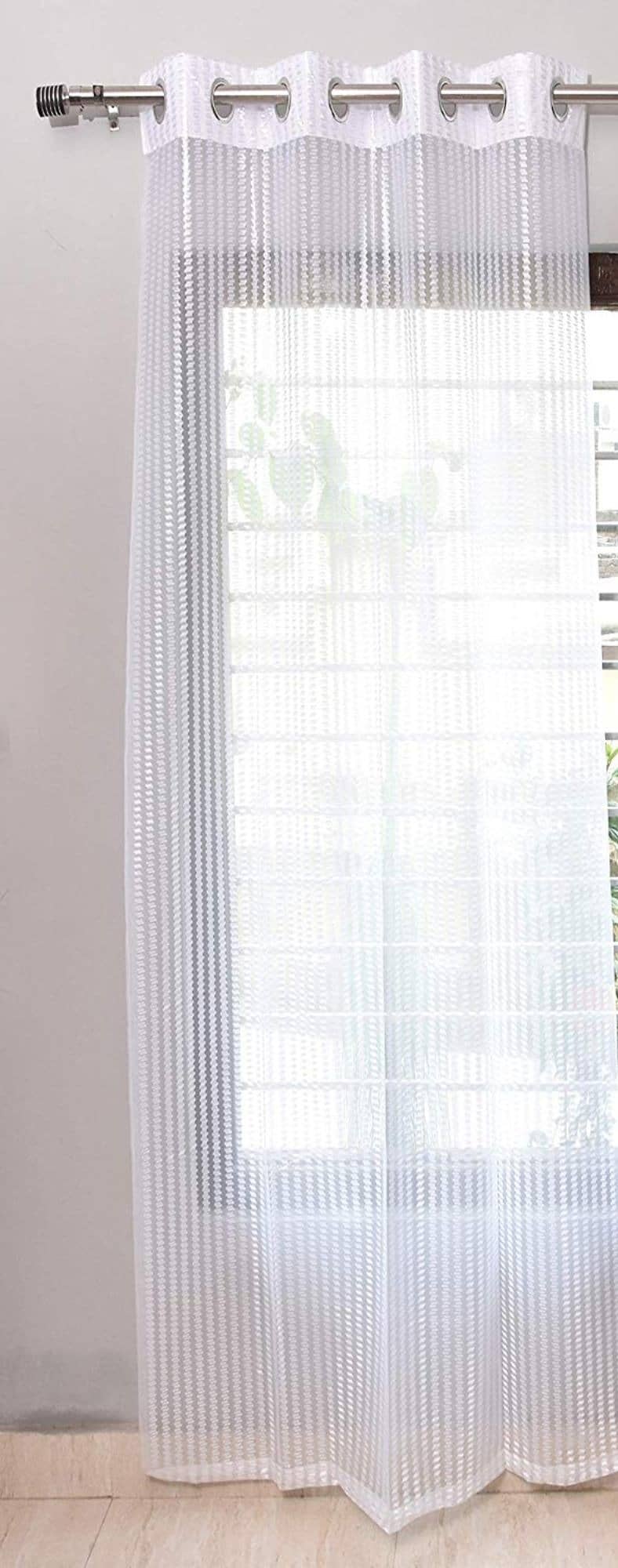 Tanishka Fabs Others Semi-Transparent Eyelet Window Curtain 5 ft Single -Maroon