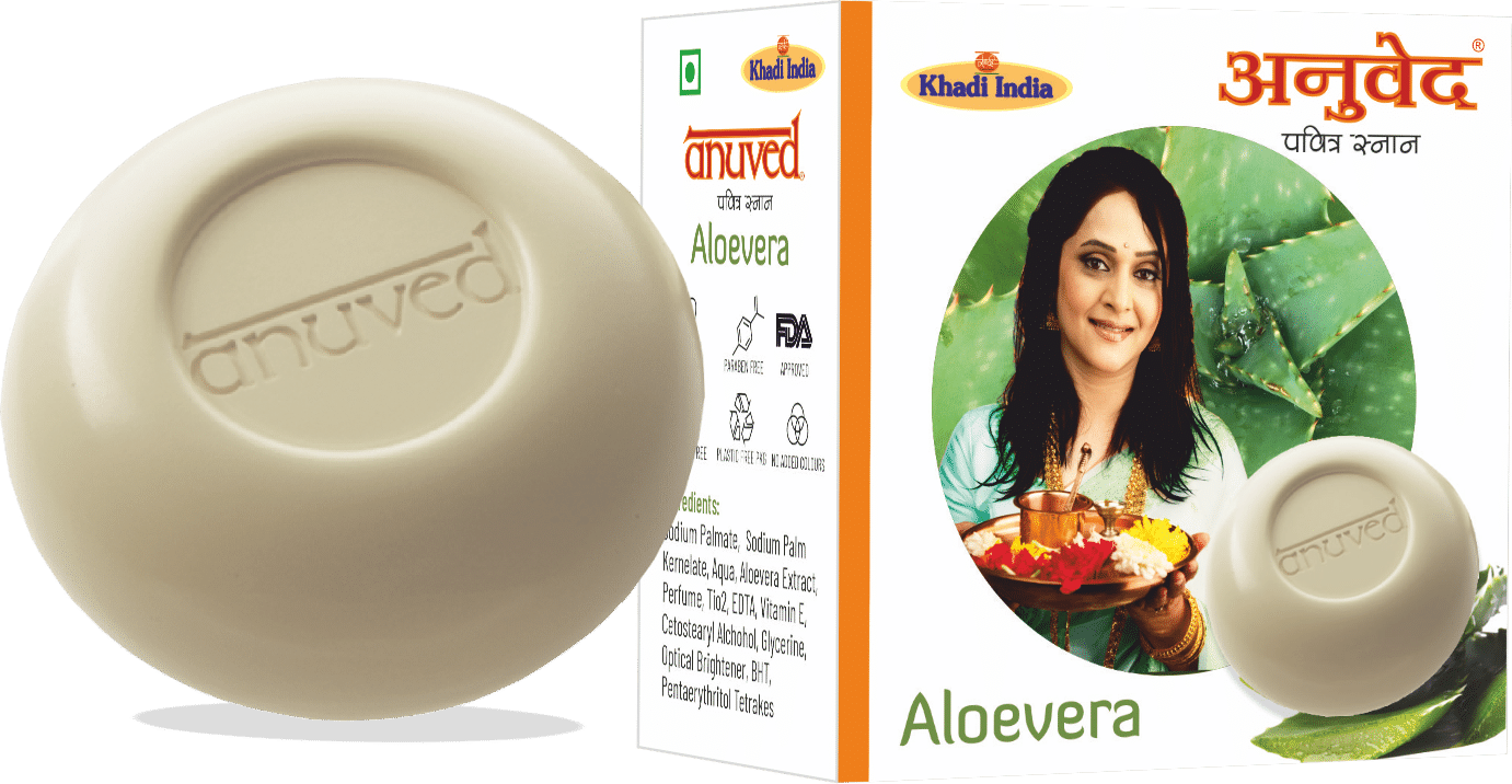    			ANUSPA Anuved Herbal Aloe vera  Soap Effective Cleanser & Skin Moisturizer. Bathing Bar (Each 125) g Pack of 6