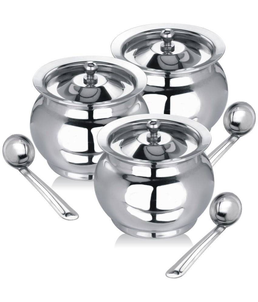     			APEIRON kalash ghee pot pk 3 Steel Oil Container/Dispenser Set of 3 300 mL