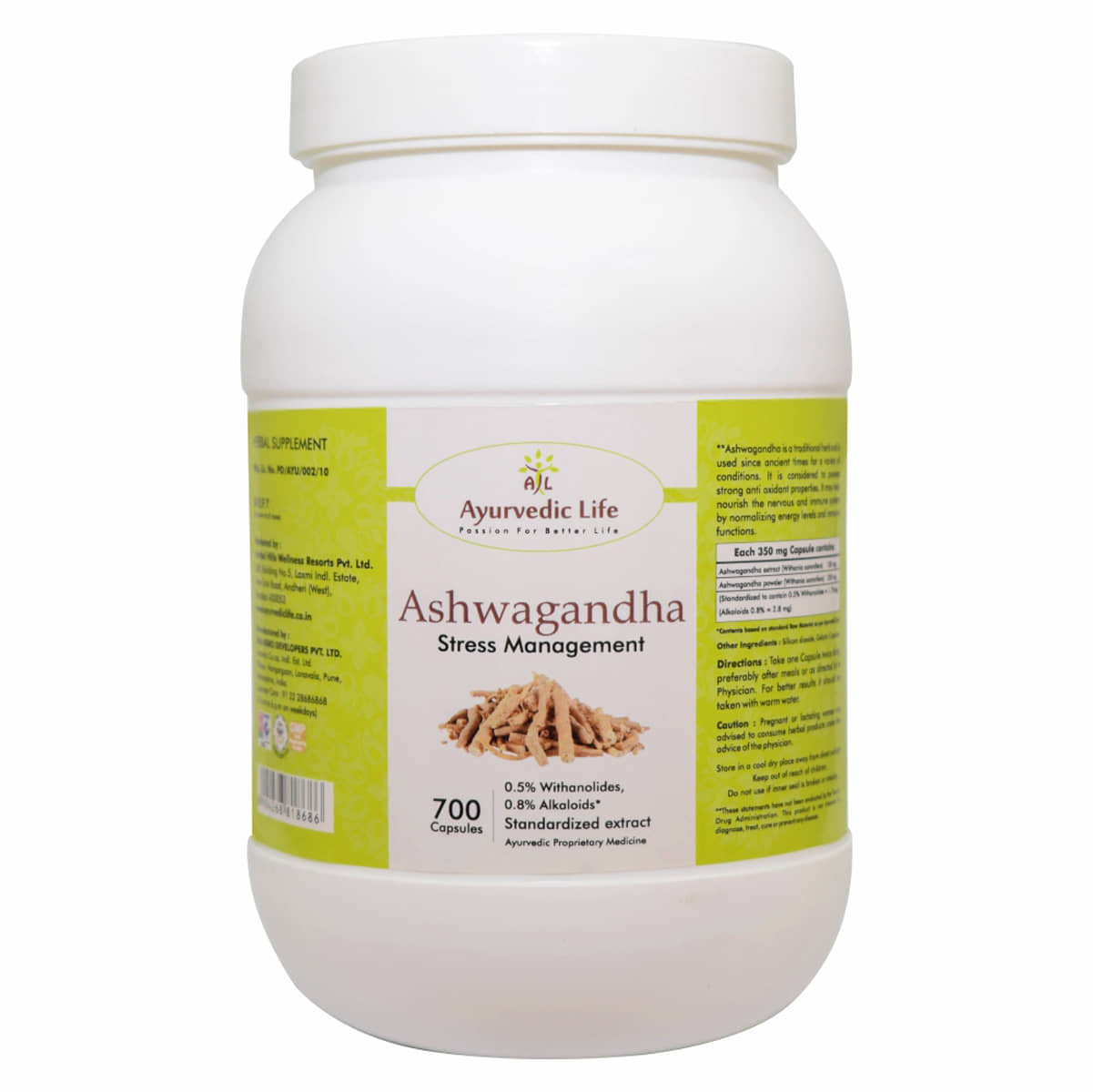 Ayurvedic Life Ashwagandha Capsule 700 no.s Pack Of 1