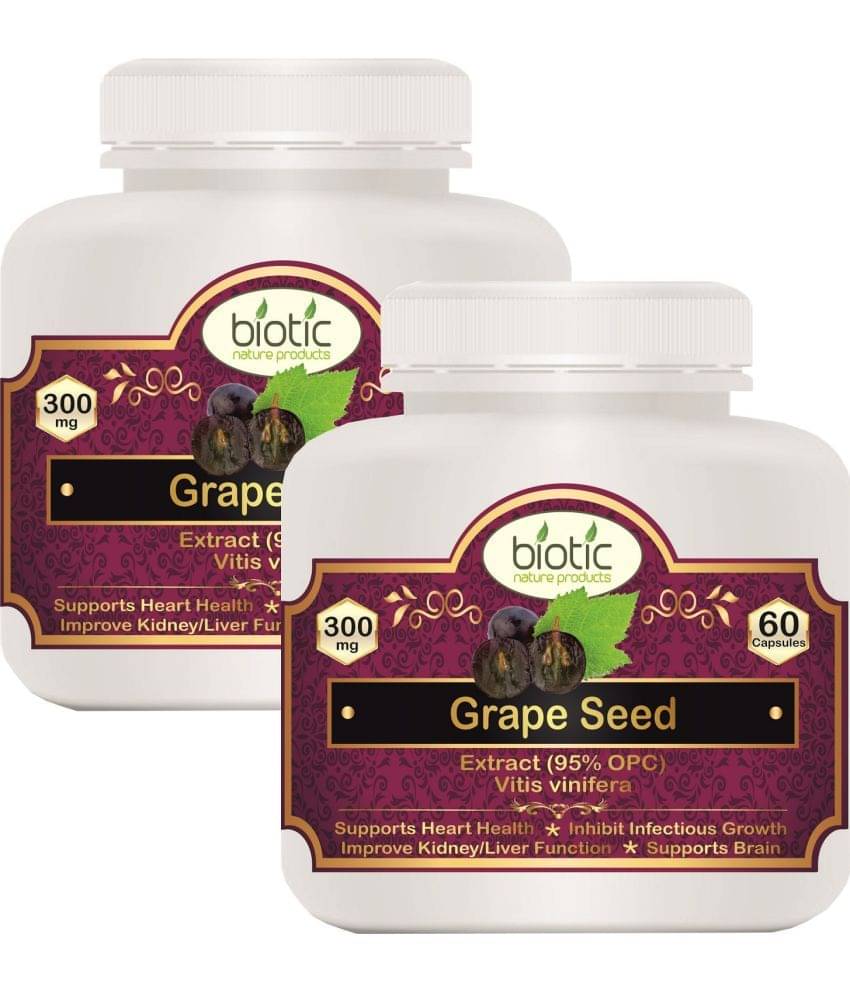 Biotic Grape Seed Extract - Grapeseed 300mg Veg Capsule 120 no.s Pack of 2 Biotic Grape Seed Extract - Grapeseed 300mg Veg Capsule 120 no.s Pack of 2