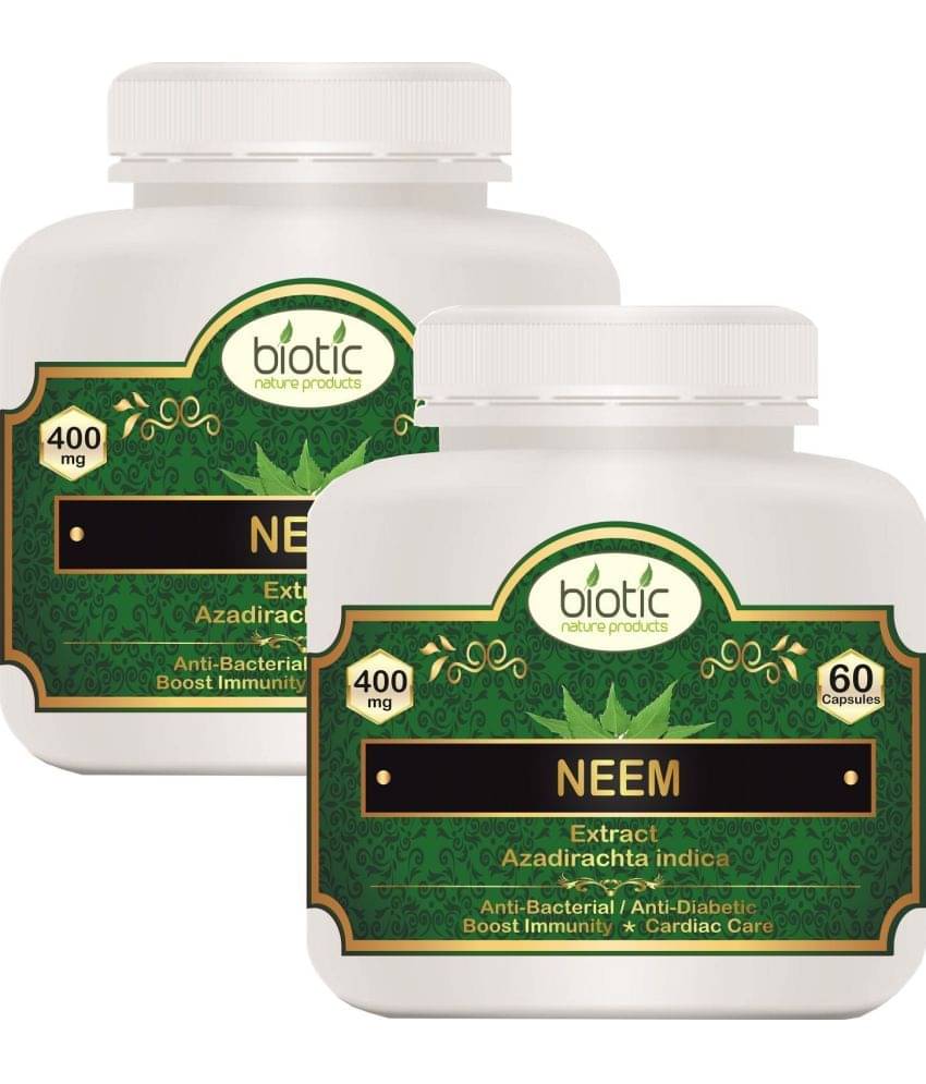 Biotic Neem Extract Capsules (Azadirachta indica) 400mg Capsule 120 no.s Pack of 2 Biotic Neem Extract Capsules (Azadirachta indica) 400mg Capsule 120 no.s Pack of 2