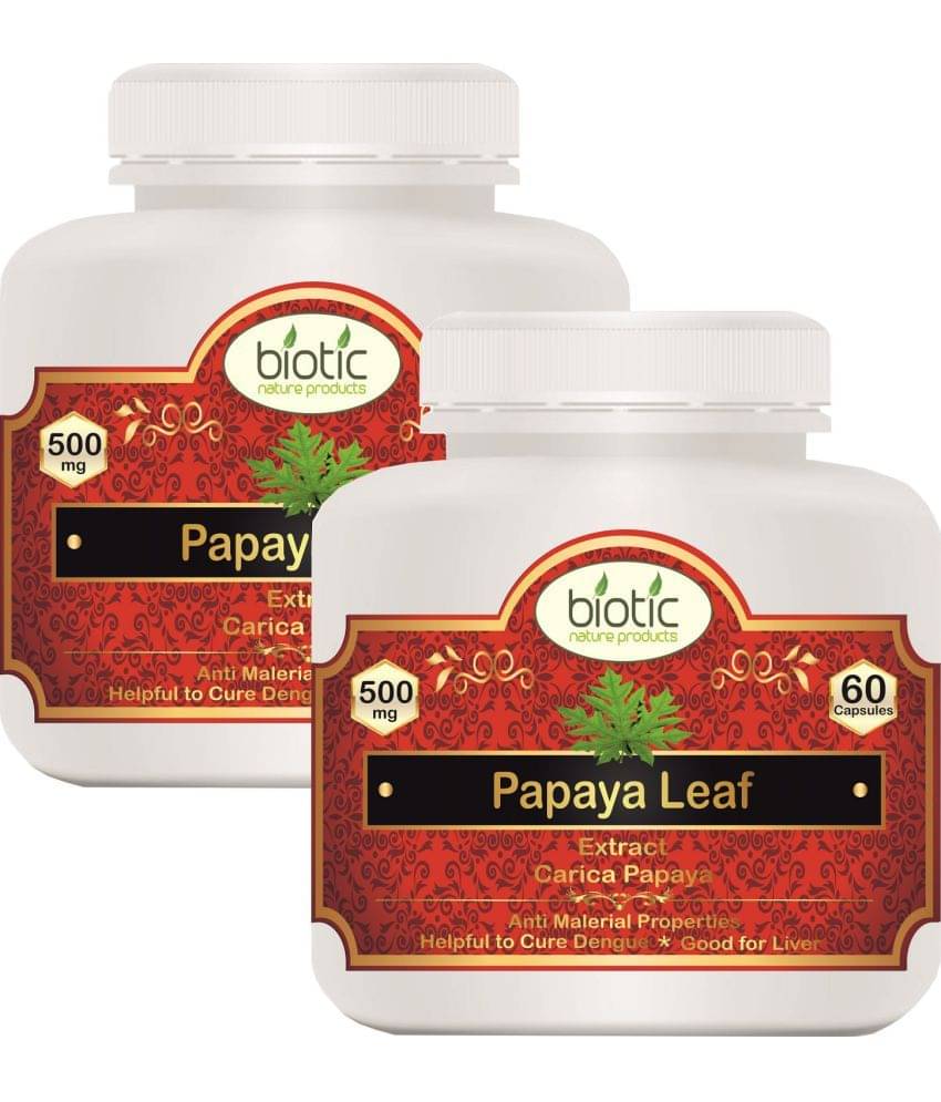 Biotic Papaya Leaf Capsules (Carica Papaya Extract) 500mg Capsule 120 no.s Pack of 2 Biotic Papaya Leaf Capsules (Carica Papaya Extract) 500mg Capsule 120 no.s Pack of 2