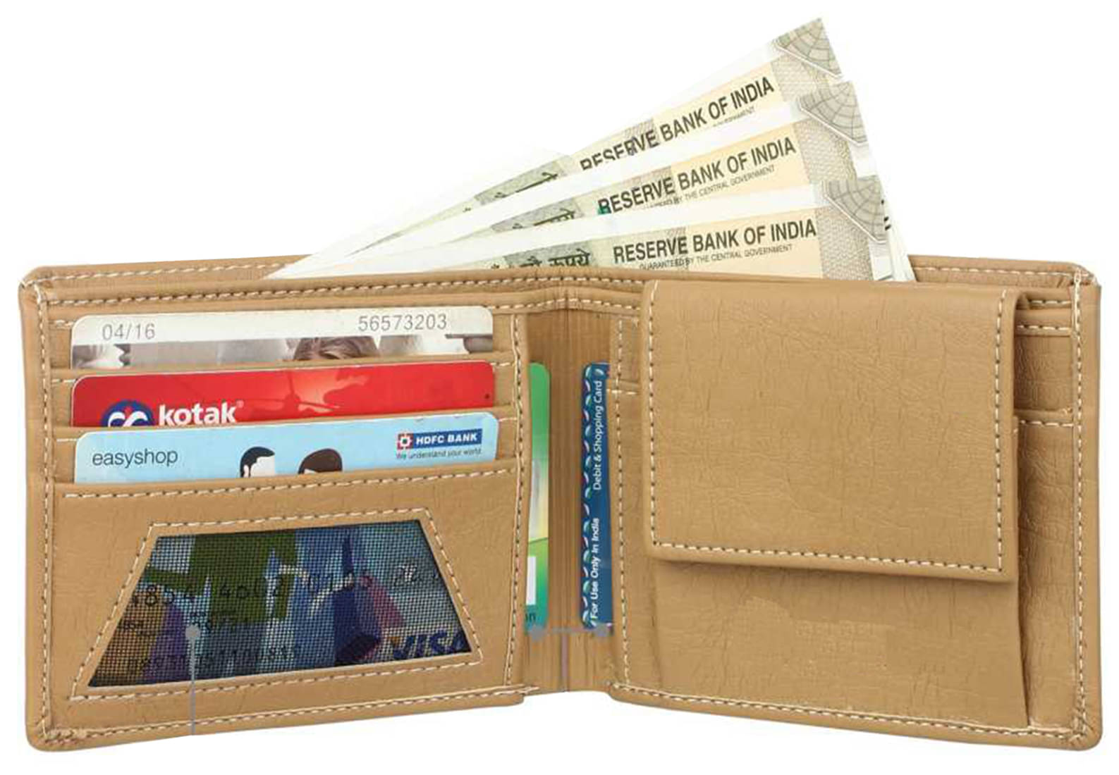     			Loopa PU Beige Casual Regular Wallet