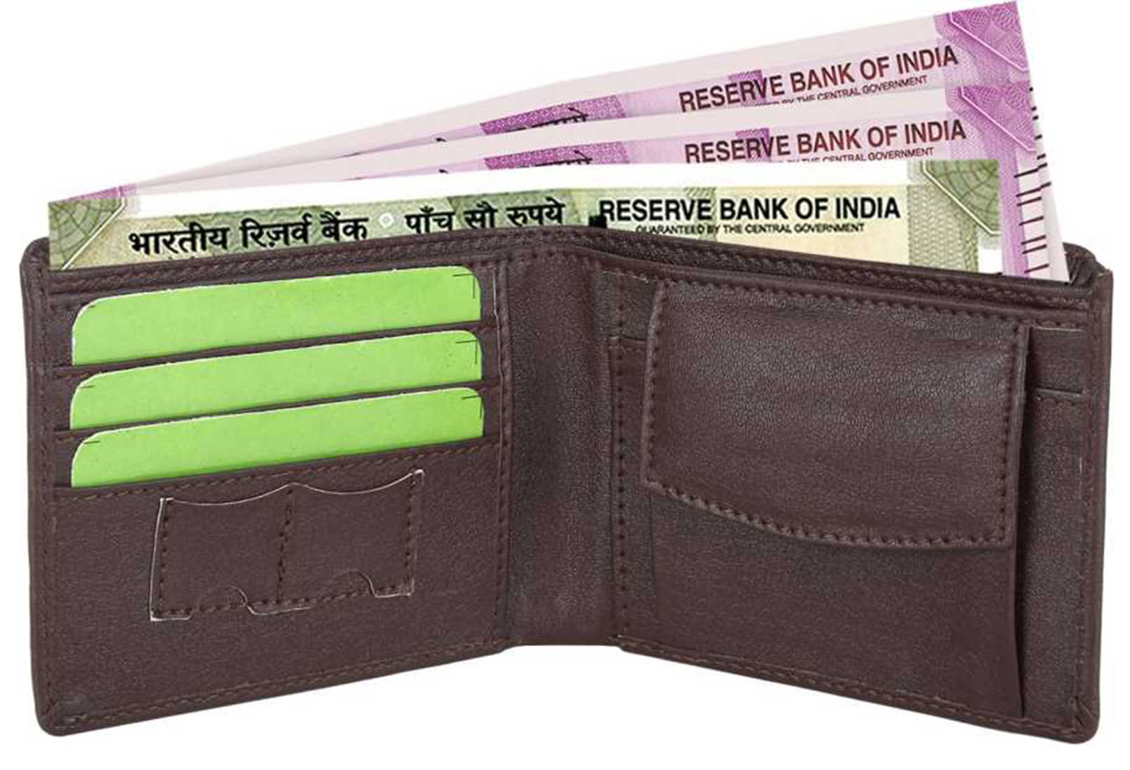     			Loopa PU Brown Casual Regular Wallet