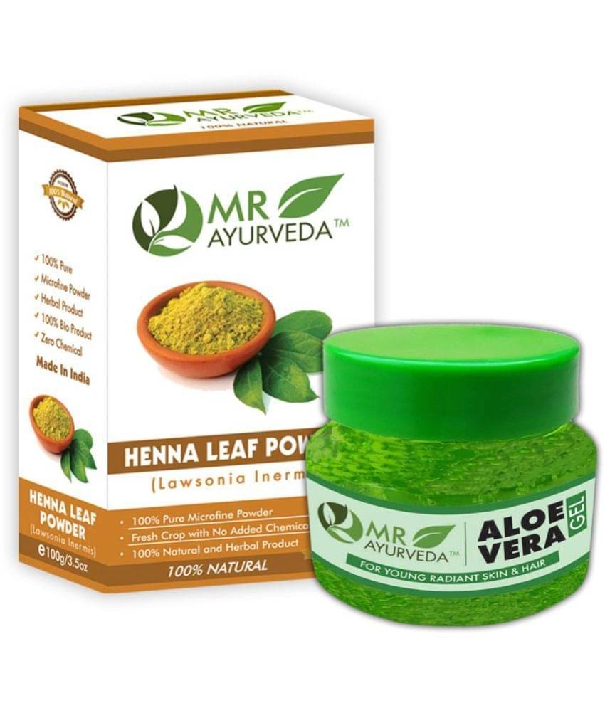 MR Ayurveda Aloe Vera Gel & Henna Powder Hair Scalp Treatment 200 g Pack of 2 MR Ayurveda Aloe Vera Gel & Henna Powder Hair Scalp Treatment 200 g Pack of 2