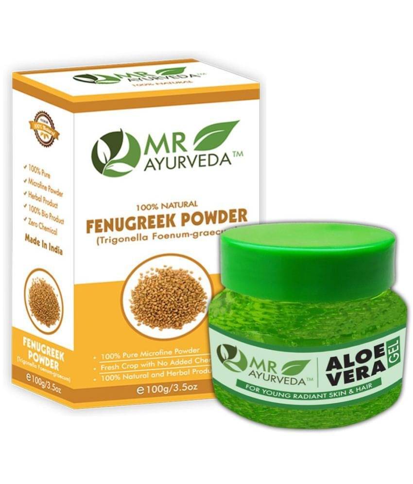 MR Ayurveda Aloe Vera Gel & Fenugreek Powder Hair Scalp Treatment 200 g Pack of 2 MR Ayurveda Aloe Vera Gel & Fenugreek Powder Hair Scalp Treatment 200 g Pack of 2