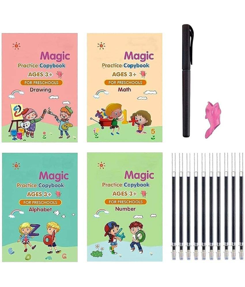 Magic Practice Copybook - Number Tracing Book - Writing Book - Magic Calligraphy - Copybook Set - Calligraphy Pen - Calligraphy Book - Practical Reusable Writing Tool - Simple Hand Lettering for Preschoolers (1 Pen + 1 Grip + 4 BOOKS + 10 REFILL) Magic Practice Copybook - Number Tracing Book - Writing Book - Magic Calligraphy - Copybook Set - Calligraphy Pen - Calligraphy Book - Practical Reusable Writing Tool - Simple Hand Lettering for Preschoolers (1 Pen + 1 Grip + 4 BOOKS + 10 REFILL)