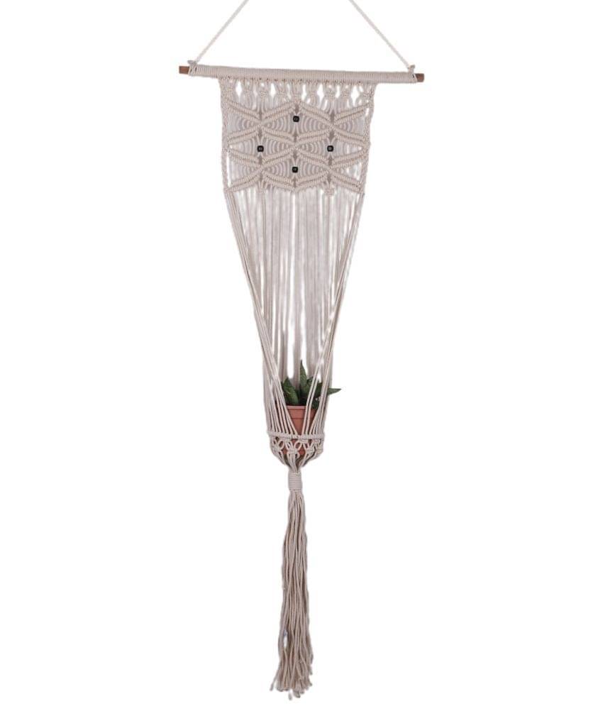     			NUEVOSGHAR MACRAME HANGING PLANTER Door Hanging Beige - Pack of 1