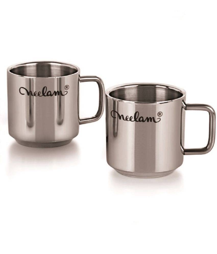     			Neelam Double Wall 70 MM Steel Coffee Mug 2 Pcs 150 mL