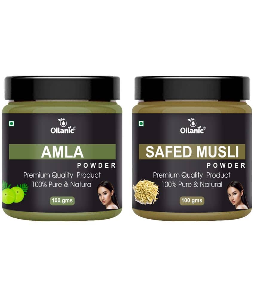 Oilanic 100% Pure Amla Powder & Safed Musli Powder For Skin Hair Mask 200 g Pack of 2