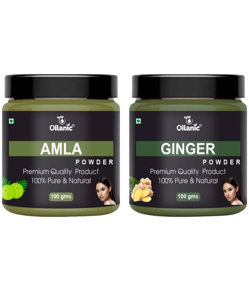 Oilanic 100% Pure Amla Powder & Ginger Powder For Skincare Hair Mask 200 g Pack of 2