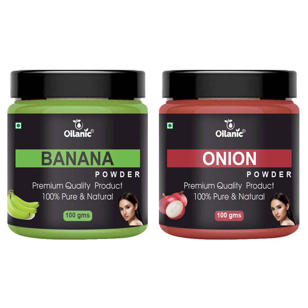 Oilanic 100% Pure Banana Powder & Onion Powder For Skincare Hair Mask 200 g Pack of 2