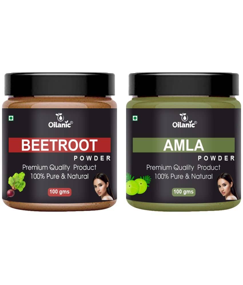 Oilanic 100% Pure Beetroot Powder & Amla Powder For Skincare Hair Mask 200 g Pack of 2