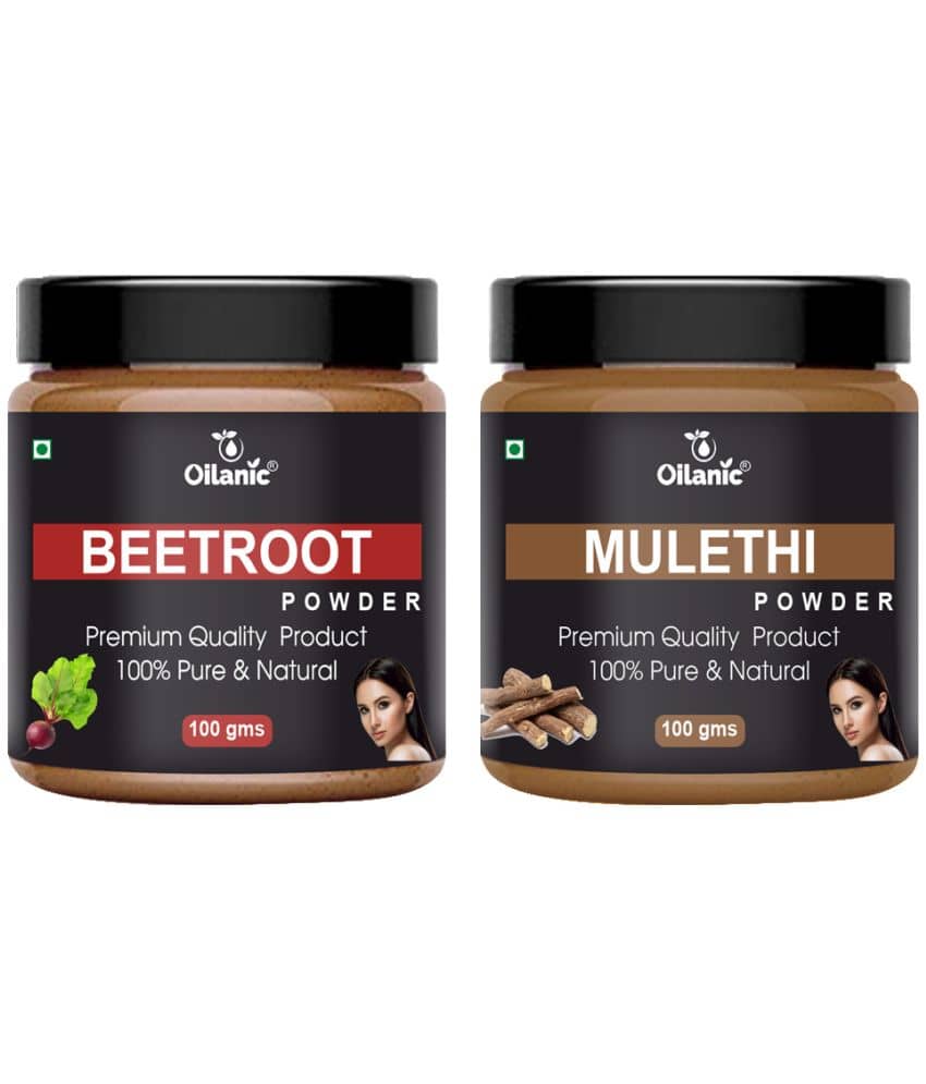Oilanic 100% Pure Beetroot Powder & Mulethi Powder For Skincare Hair Mask 200 g Pack of 2