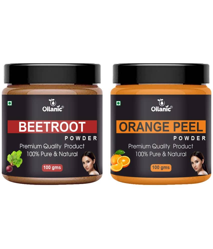 Oilanic 100% Pure Beetroot Powder & Orange Peel Powder For Skin Hair Mask 200 g Pack of 2