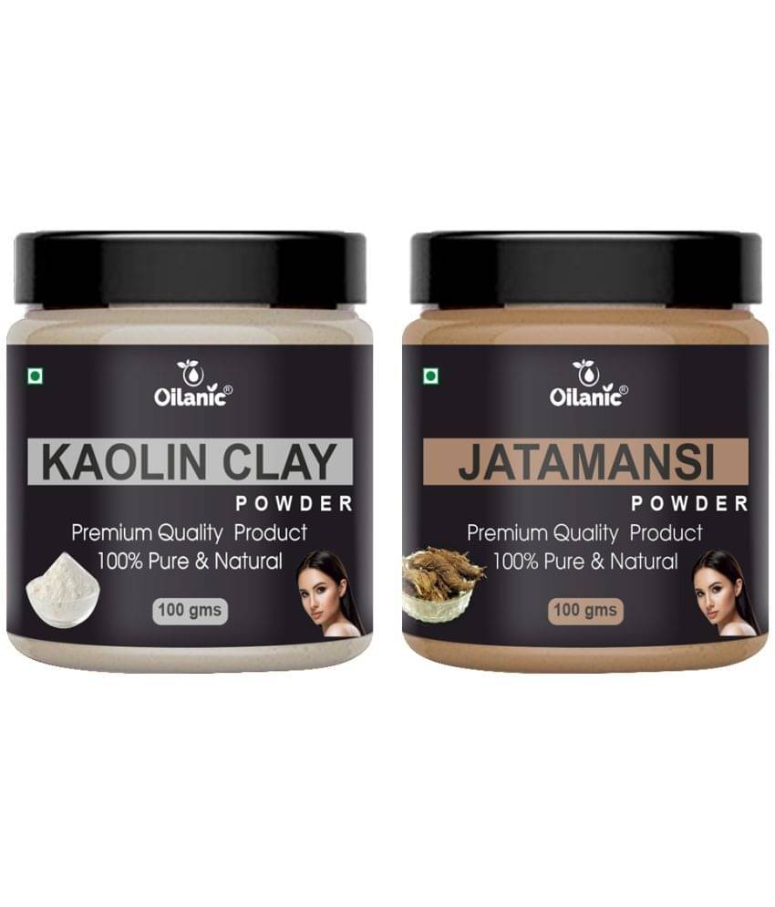 Oilanic 100% Pure Kaolin Clay Powder & Jatamansi Powder For Skin Hair Mask 200 g Pack of 2 Oilanic 100% Pure Kaolin Clay Powder & Jatamansi Powder For Skin Hair Mask 200 g Pack of 2