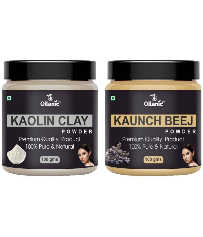 Oilanic 100% Pure Kaolin Clay Powder & Kaunch Beej Powder For Skin Hair Mask 200 g Pack of 2 Oilanic 100% Pure Kaolin Clay Powder & Kaunch Beej Powder For Skin Hair Mask 200 g Pack of 2