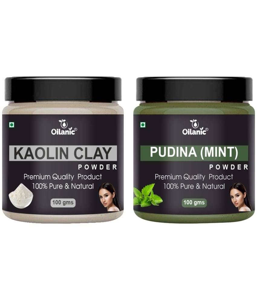 Oilanic 100% Pure Kaolin Clay Powder & Pudina Powder For Skin Hair Mask 200 g Pack of 2 Oilanic 100% Pure Kaolin Clay Powder & Pudina Powder For Skin Hair Mask 200 g Pack of 2