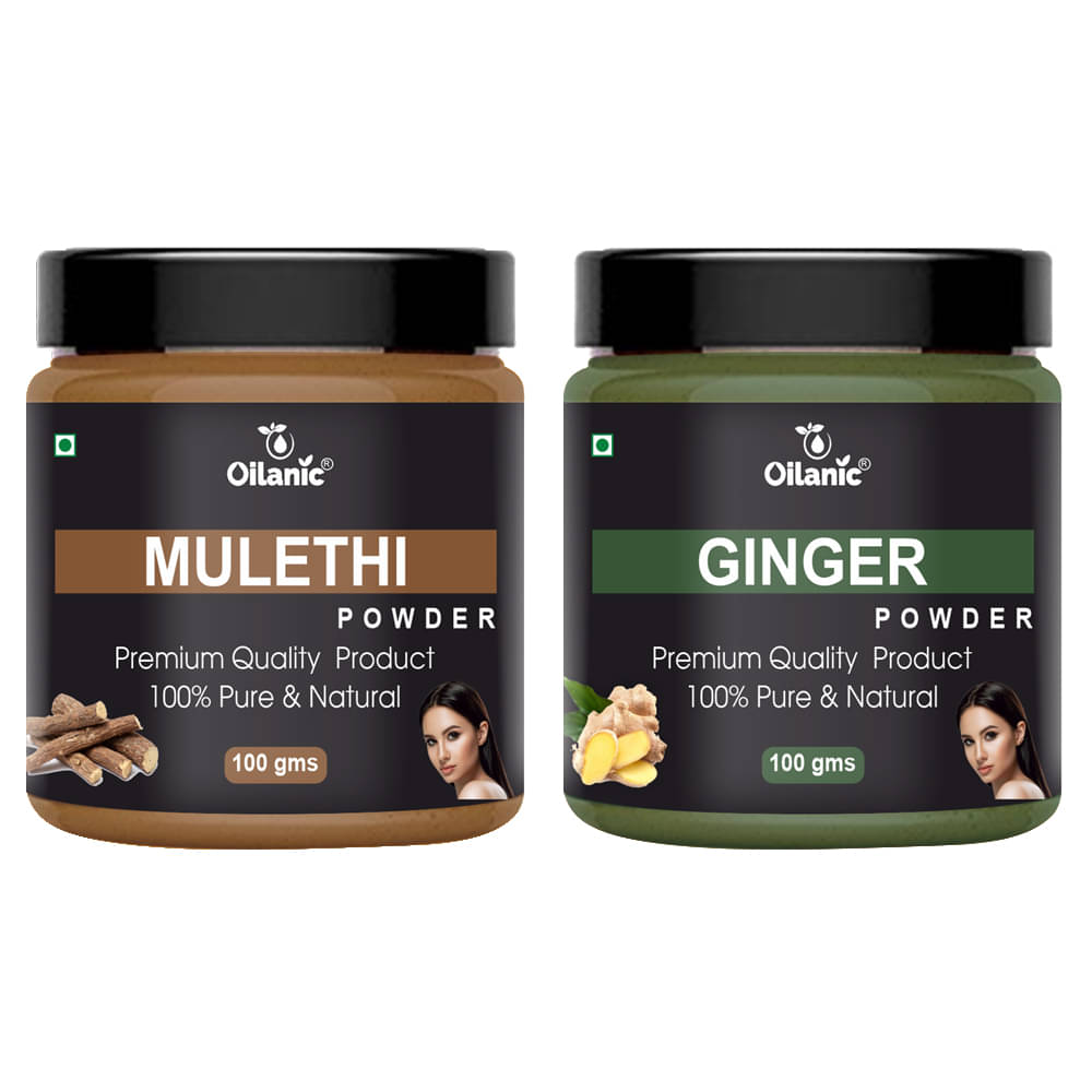     			Oilanic 100% Pure Mulethi Powder & Ginger Powder For Skincare Hair Mask 200 g Pack of 2