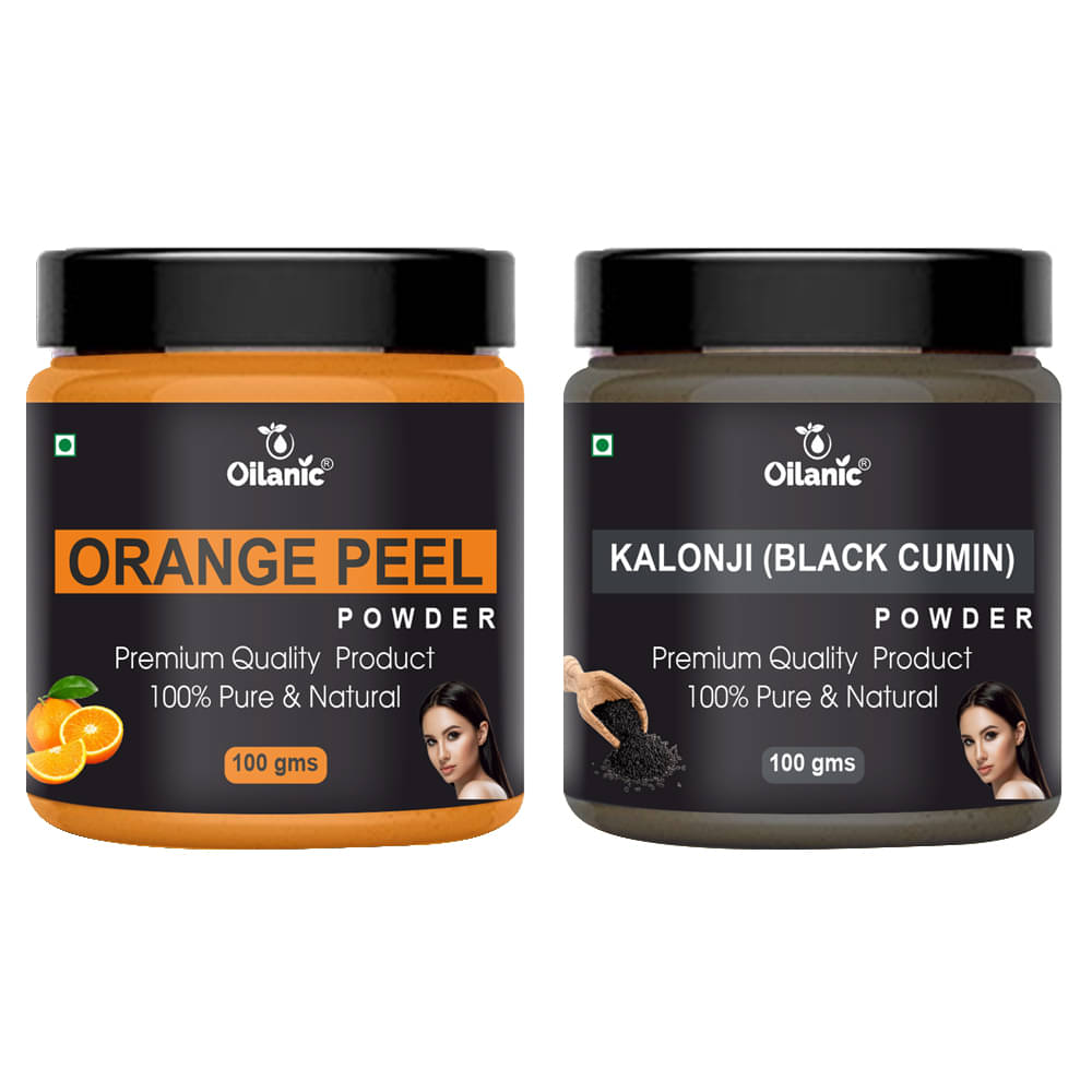     			Oilanic 100% Pure Orange Peel Powder & Kalonji Powder For Skin Hair Mask 200 g Pack of 2