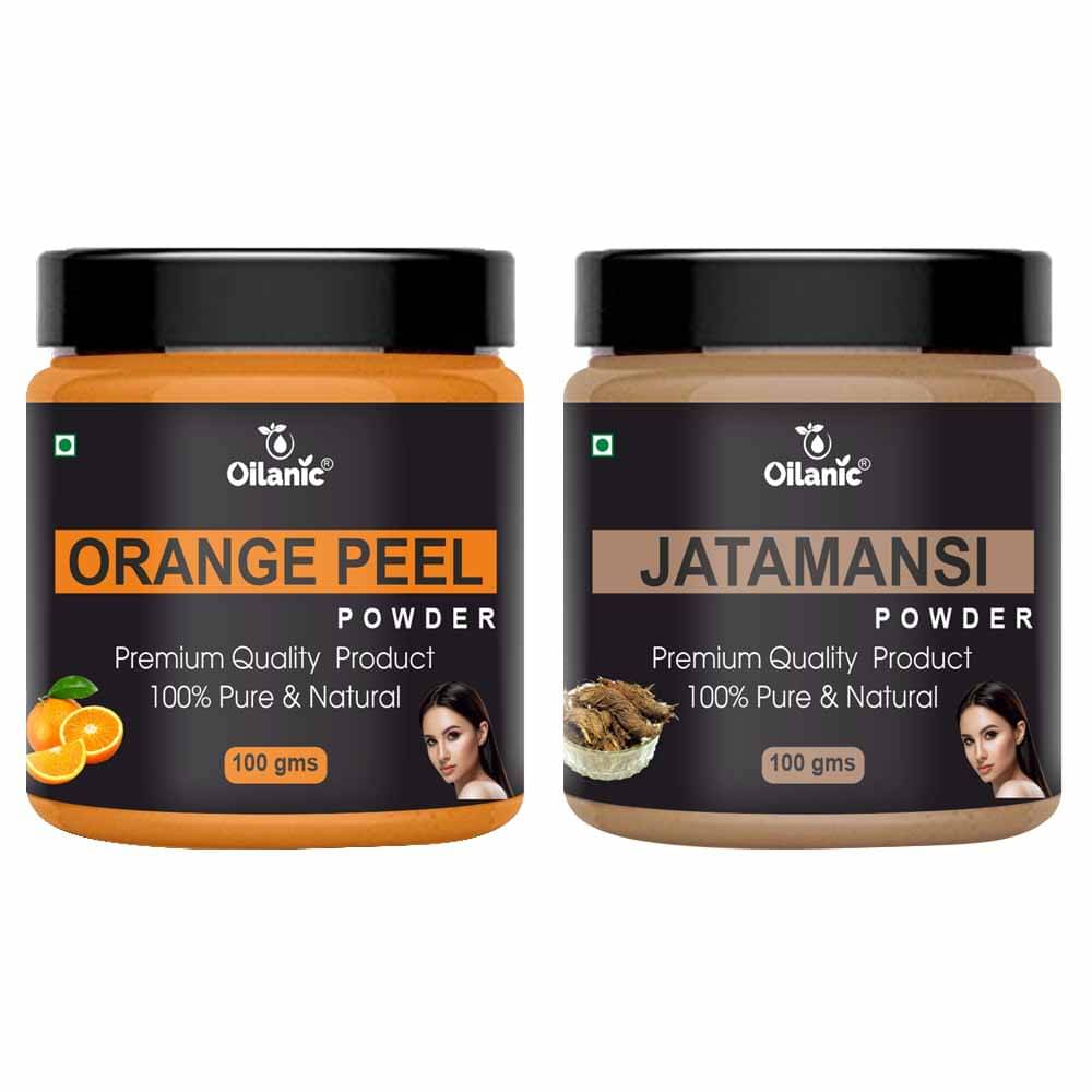     			Oilanic 100% Pure Orange Peel Powder & Jatamansi Powder For Skin Hair Mask 200 g Pack of 2