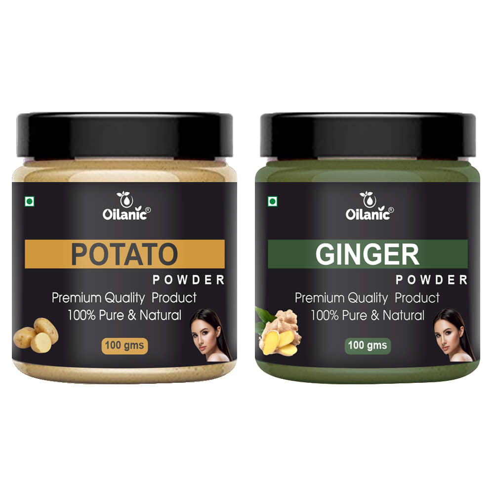 Oilanic 100% Pure Potato Powder & Ginger Powder For Skin Hair Mask 200 g Pack of 2
