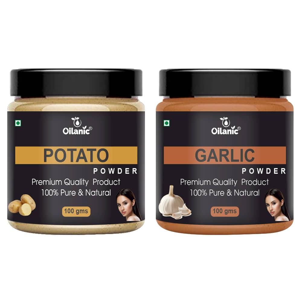 Oilanic 100% Pure Potato Powder & Garlic Powder For Skin Hair Mask 200 g Pack of 2