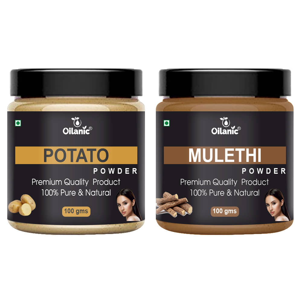 Oilanic 100% Pure Potato Powder & Mulethi Powder For Skincare Hair Mask 200 g Pack of 2