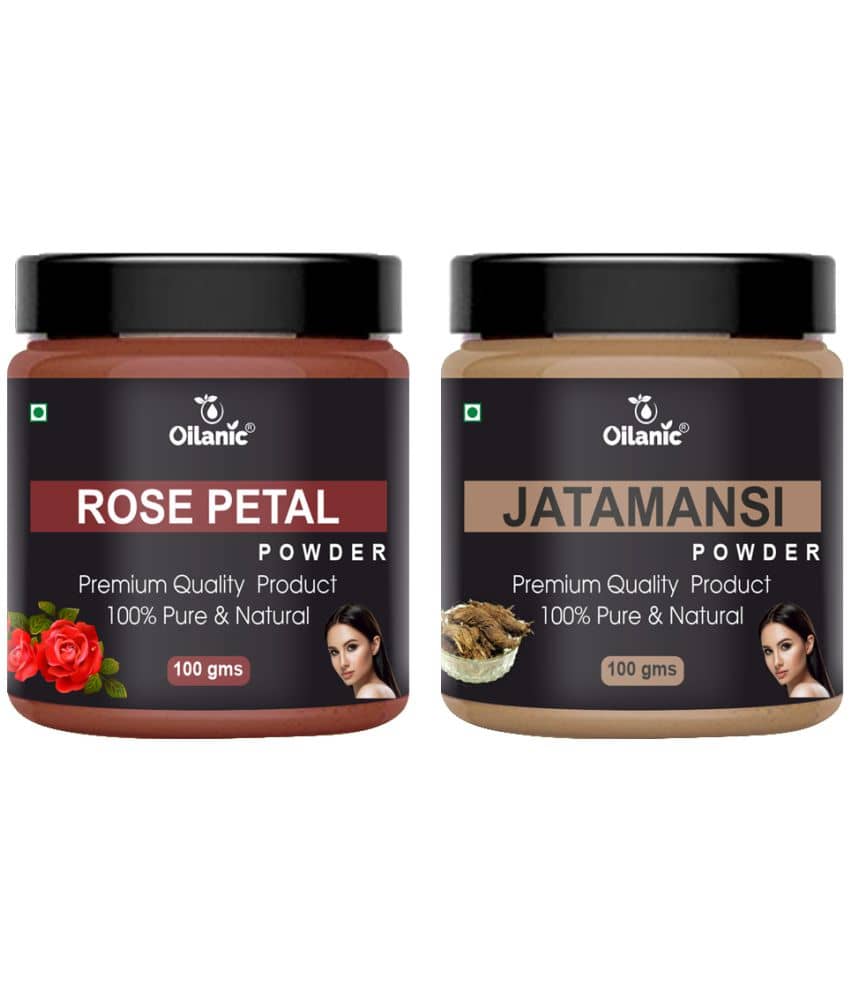 Oilanic 100% Pure Rose Petal Powder & Jatamansi Powder For Skin Hair Mask 200 g Pack of 2