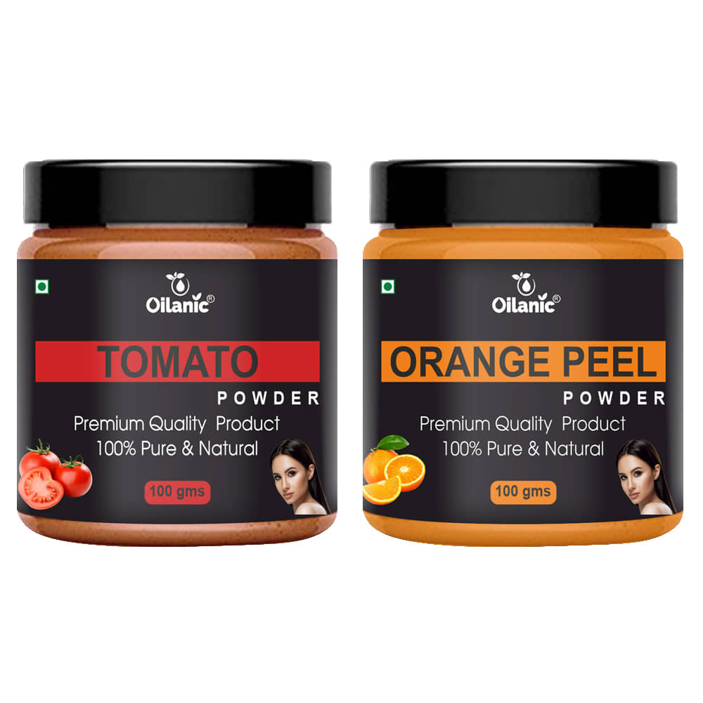 Oilanic 100% Pure Tomato Powder & Orange Peel Powder For Skin Hair Mask 200 g Pack of 2