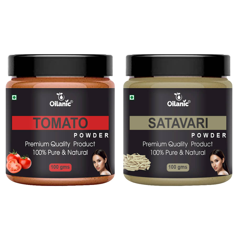 Oilanic 100% Pure Tomato Powder & Satavari Powder For Skin Hair Mask 200 g Pack of 2
