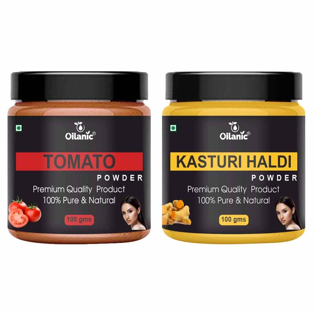 Oilanic 100% Pure Tomato Powder & Kasturi Haldi Powder-Skin Hair Mask 200 g Pack of 2 Oilanic 100% Pure Tomato Powder & Kasturi Haldi Powder-Skin Hair Mask 200 g Pack of 2