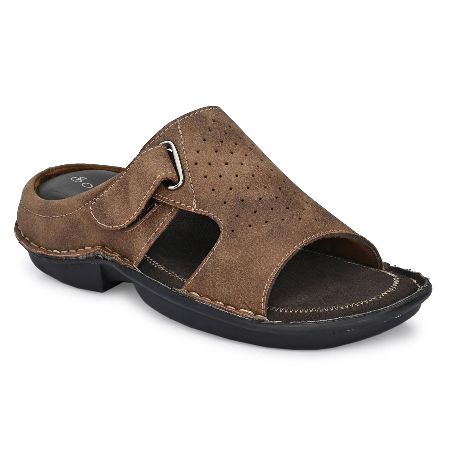     			softio Brown Slide Flip flop