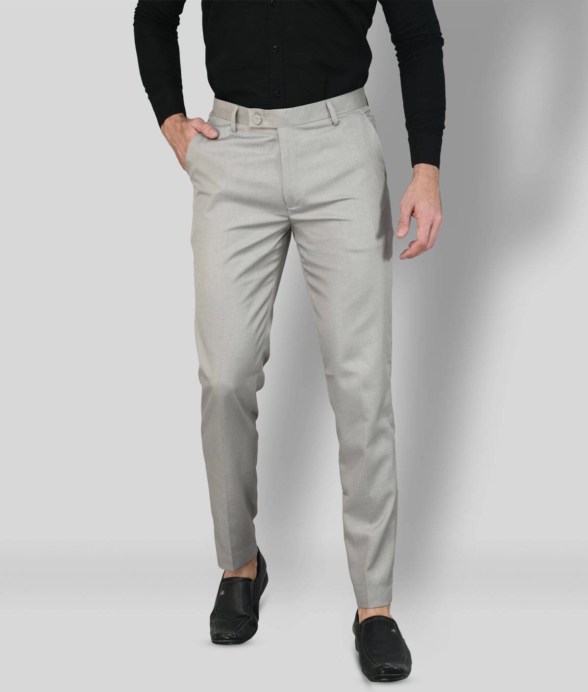     			SAM & JACK - Light Grey Polycotton Regular - Fit Men's Chinos ( Pack of 1 )