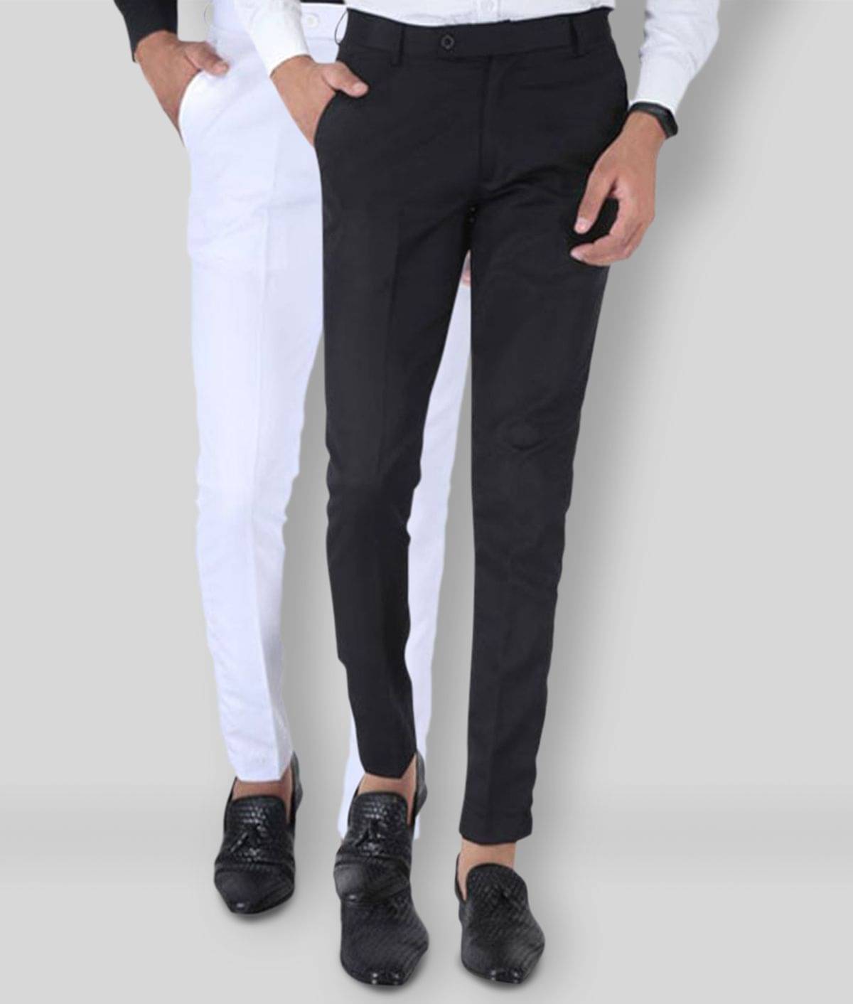     			SREY - Black Polycotton Slim - Fit Men's Chinos ( Pack of 2 )