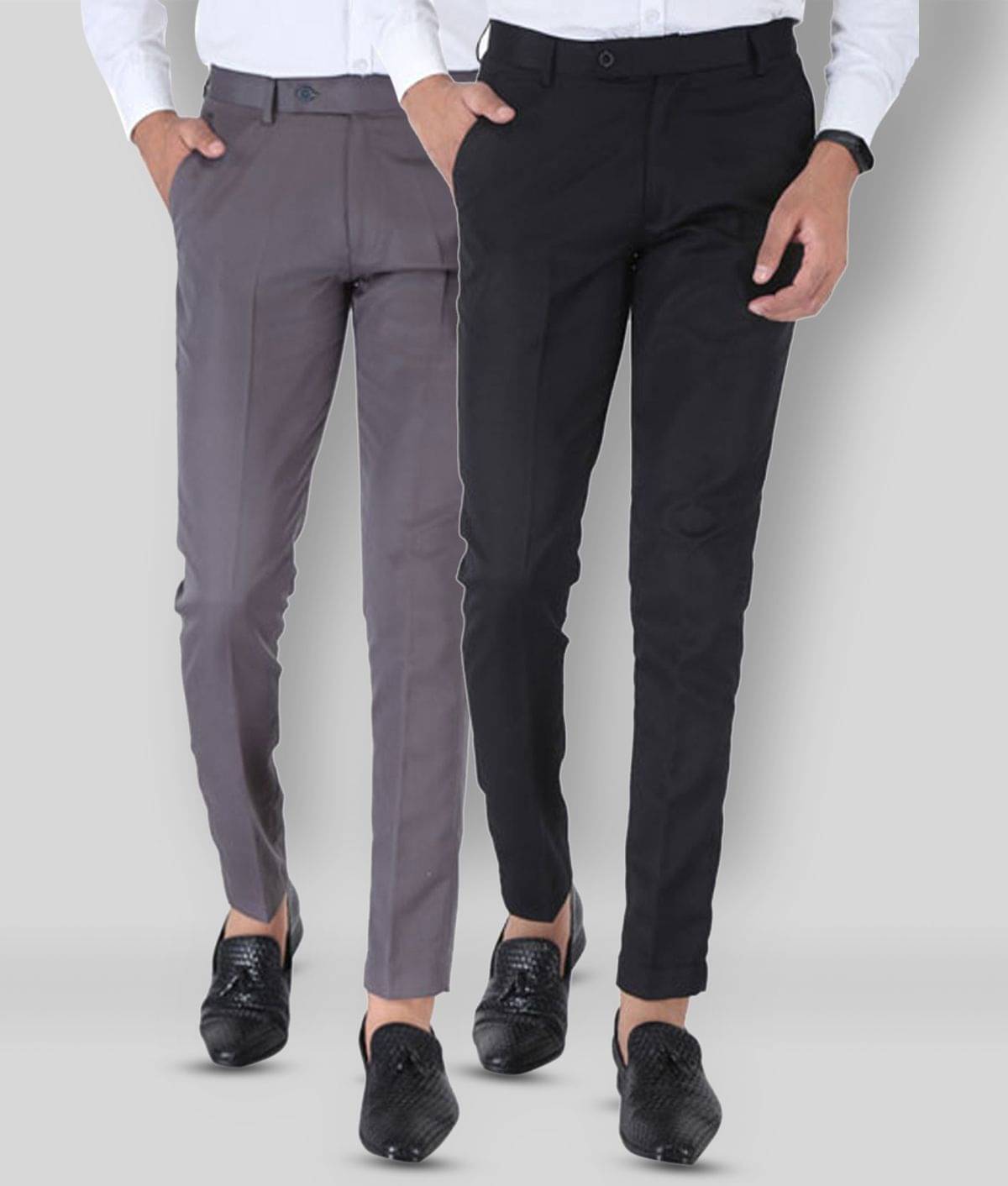    			SREY - Grey Polycotton Slim - Fit Men's Chinos ( Pack of 2 )