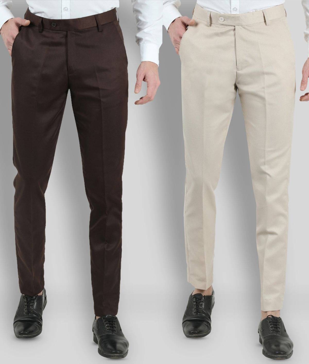     			VEI SASTRE - Multicolored Polycotton Slim - Fit Men's Chinos ( Pack of 2 )