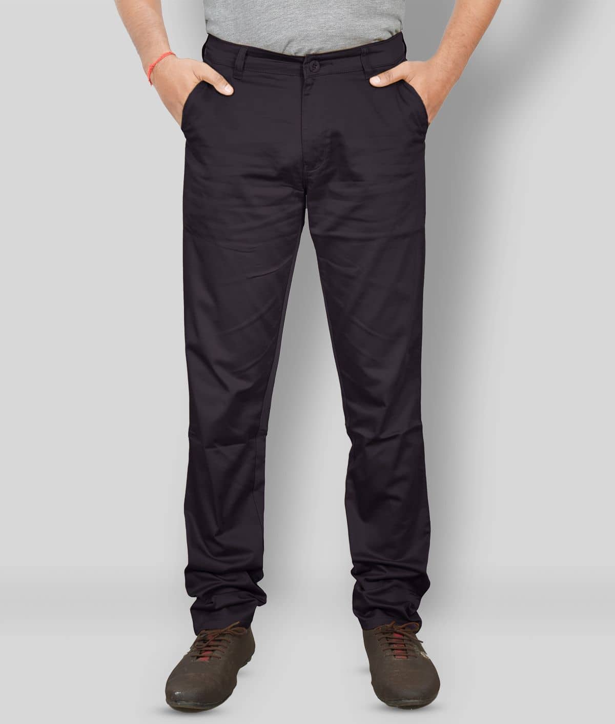 plounge - Black Cotton Blend Regular Fit Men's Formal Pants (Pack of 1) - Trousers | Buy online on ZillyBuy