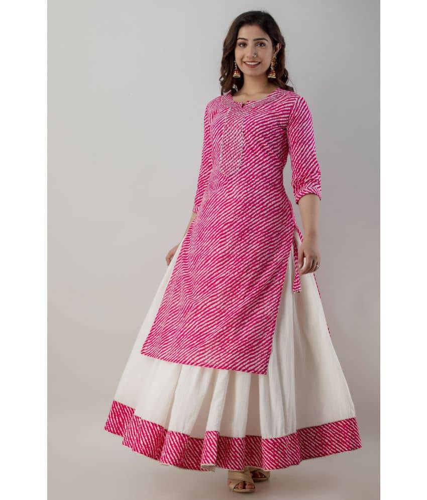 FABRR - Straight 100% Cotton Pink Women's Stitched Salwar Suit ( Pack of 1 )