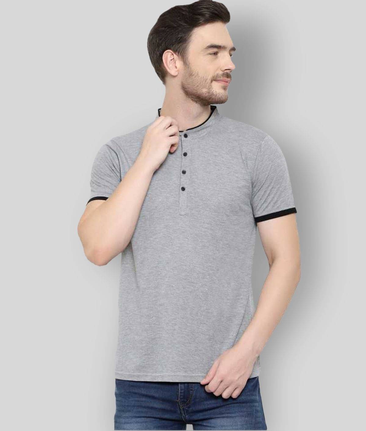     			Glito Pack of 1 Cotton Blend Regular Fit Men's T-Shirt ( Grey )